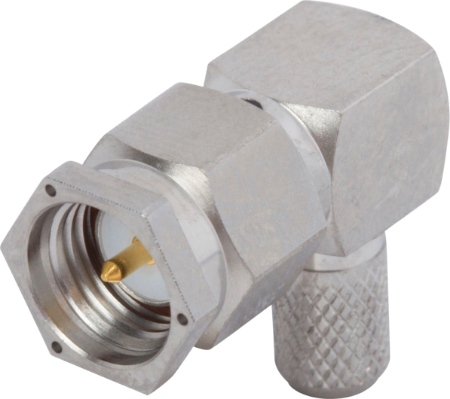 SMA Male Connector, Lockwire Holes, R/A for RG-58 Cable, M39012/56-3028