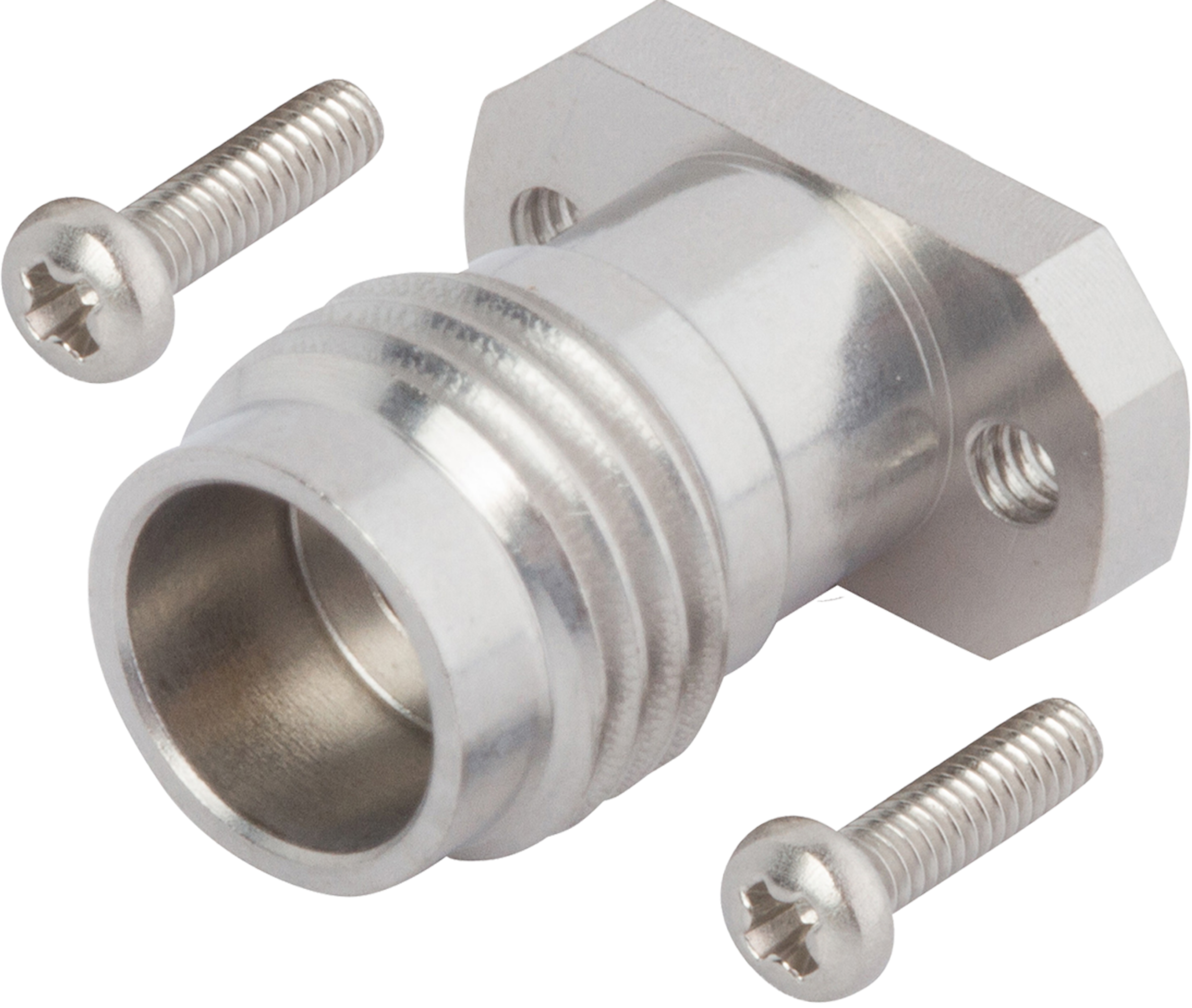 Picture of 2.4mm Female Solderless PCB Compression Mount Connector, 2 Hole, with 4.76mm Screws (Stripline)