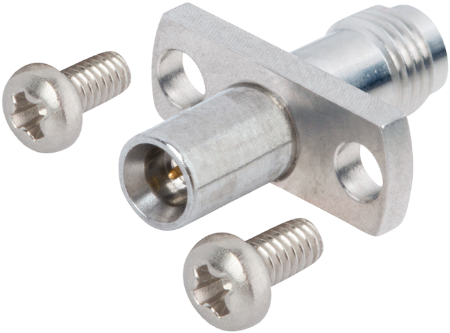 Threaded SMPM Male to SMPM Male, FD, Flange Mount Adapter, 2 Hole, with Screws, 1132-6163