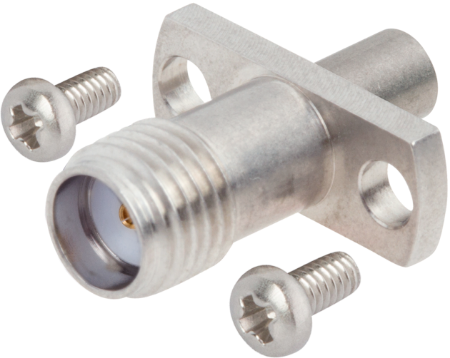 SMA Female to SMP Male, FD, Flange Mount Adapter, 2 Hole, with Screws, 1112-6235