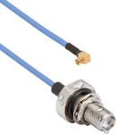 SMA Female Waterproof (IP68 Rated) Bulkhead to SMPM Female R/A 6" Cable Assembly for .047" Cable, 7032-10876