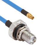 SMA Female Waterproof (IP68 Rated) Bulkhead to SMPM Female 6" Cable Assembly for .085" Cable, 7032-10878