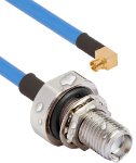 SMA Female Waterproof (IP68 Rated) Bulkhead to SMPM Female R/A 6" Cable Assembly for .085" Cable, 7032-10880