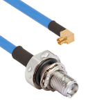 SMA Female Waterproof (IP68 Rated) Bulkhead to SMPM Female R/A 12" Cable Assembly for .085" Cable, 7032-10881