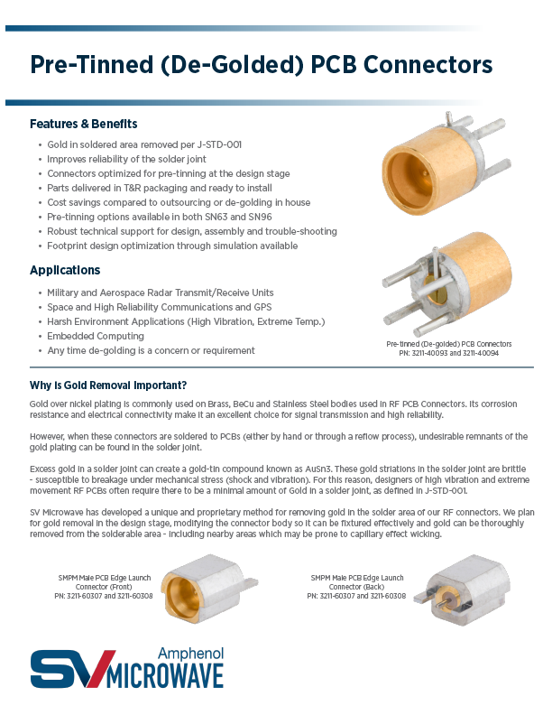 Pre-tinned (De-golded) PCB Connectors Application Notes