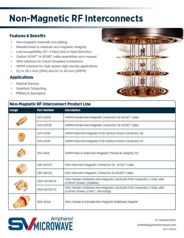 Non-Magnetic RF Interconnects Application Note