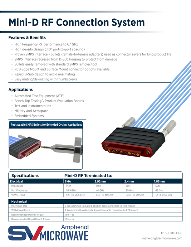 APC SV RF PCB Capabilities Catalog Mini-D RF Connection System Application Note