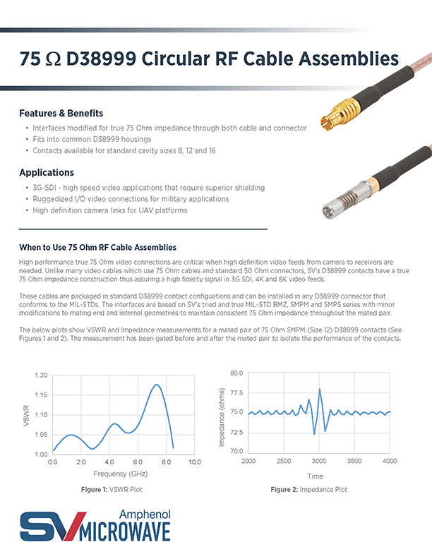 75 Ohm D38999 Circular RF Cable Assemblies Application Note